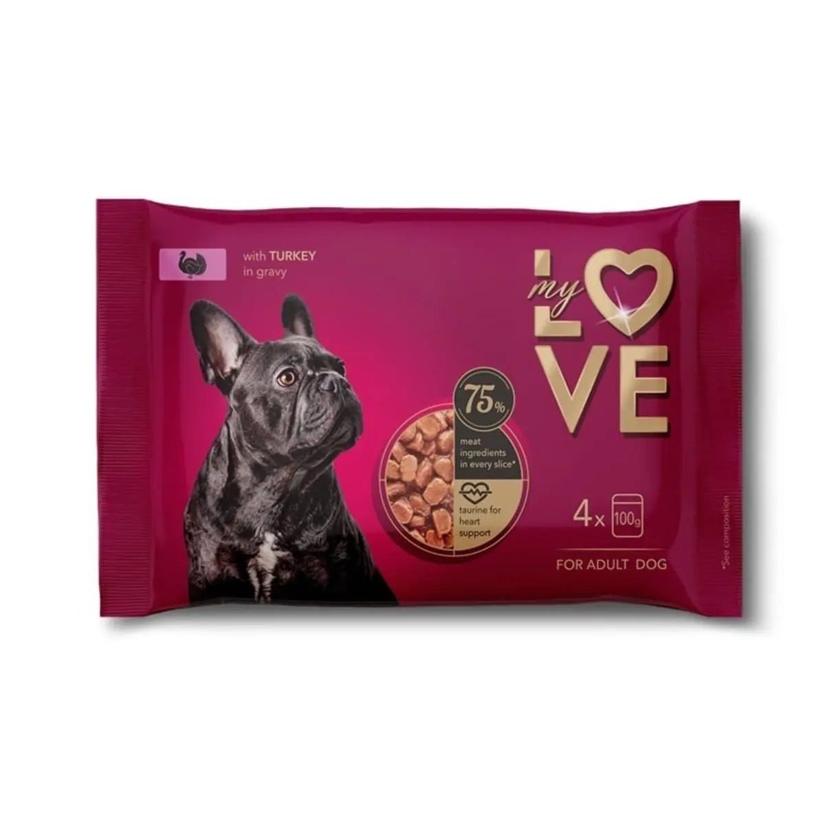 MY LOVE, XS-XL, Curcan, plic hrana umeda caini, (in sos), multipack, 100g x 4buc - Image 2