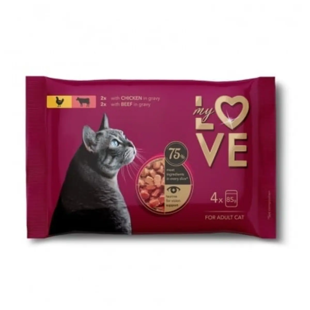 MY LOVE, Pui si Vita, plic hrana umeda pisici, (in sos), multipack, 85g x 4buc - Image 2