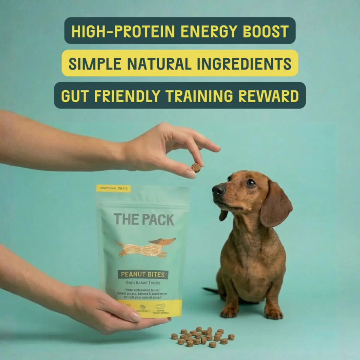 THE PACK Peanut Bites, XS-XL, Unt de Arahide, punguta recompense caini, 100g - Image 4