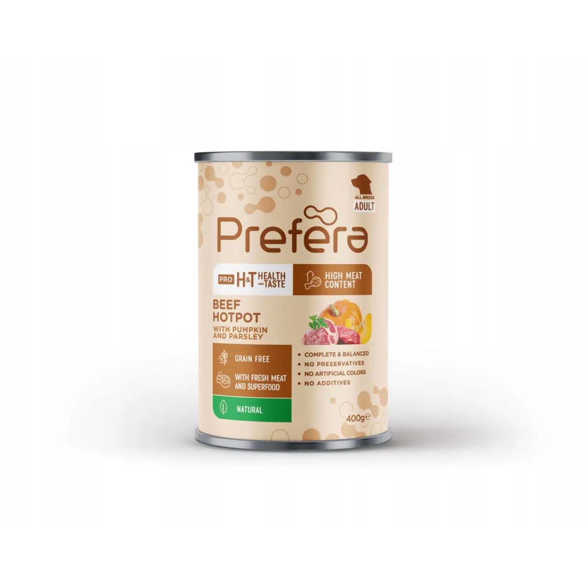 PREFERA Pro H&T Hotpot, XS-XL, Vita, conserva hrana umeda fara cereale caini, (in suc propriu), 400g