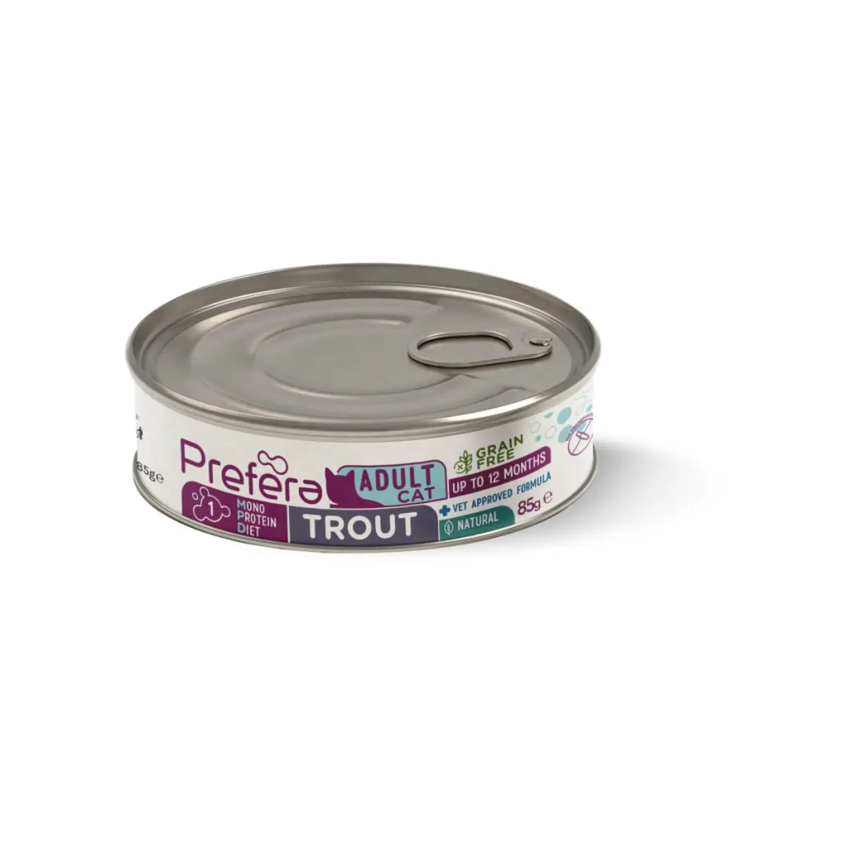 PREFERA MPD, Pastrav, dieta veterinara, conserva hrana umeda monoproteica fara cereale pisici, (in suc propriu), 85g