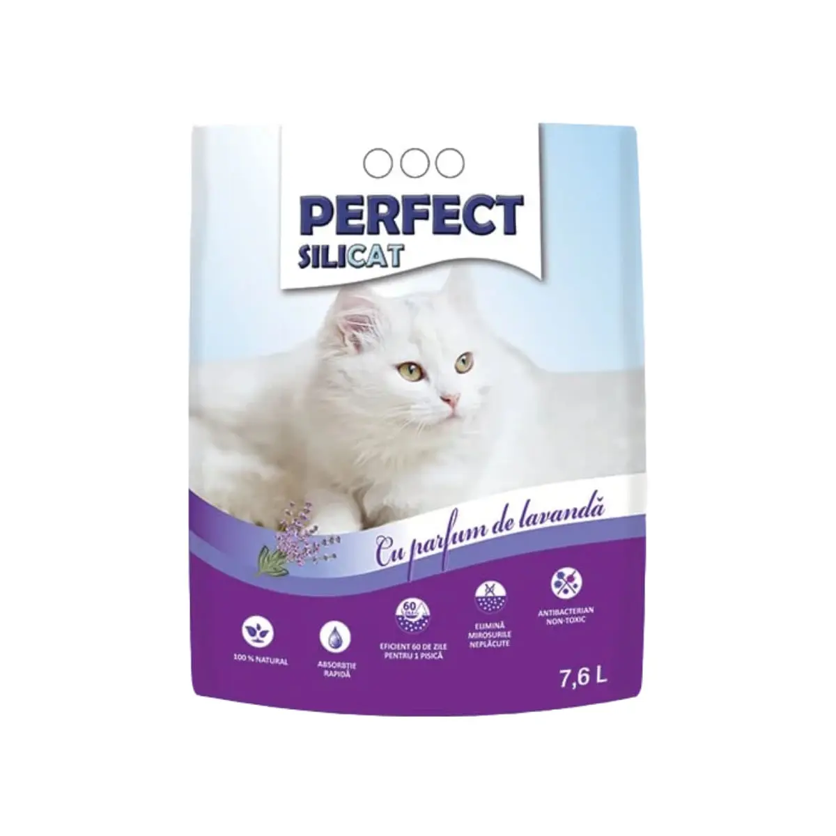 PERFECT SILICAT, Lavanda, asternut igienic pisici, granule, silicat, neaglomerant, neutralizare mirosuri, 7.6l - Image 2