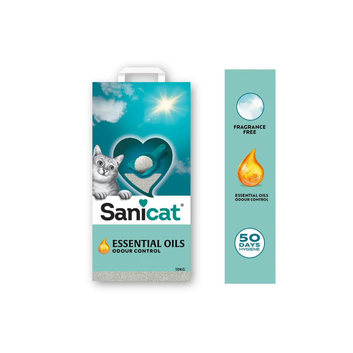 SANICAT Essential Oils Odour Control, neparfumat, asternut igienic pisici, granule, bentonita, aglomerant, neutralizare mirosuri, fara praf, 10kg - Image 5