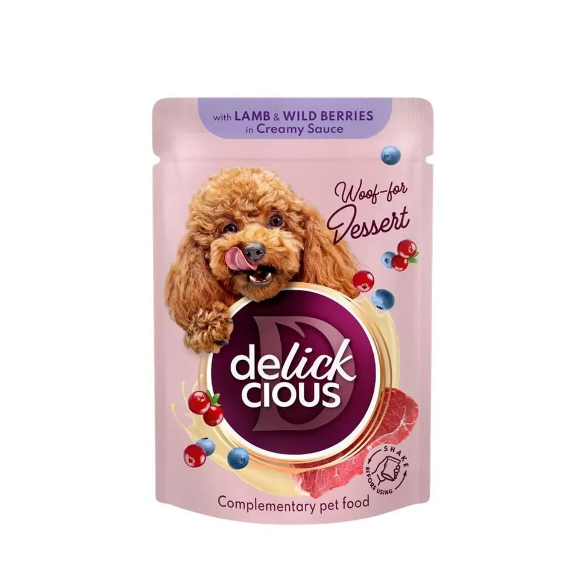 DELICKCIOUS Dessert, XS-S, Miel si Fructe de Padure, plic hrana umeda caini, (in sos), bax, 80g x 12buc - Image 2