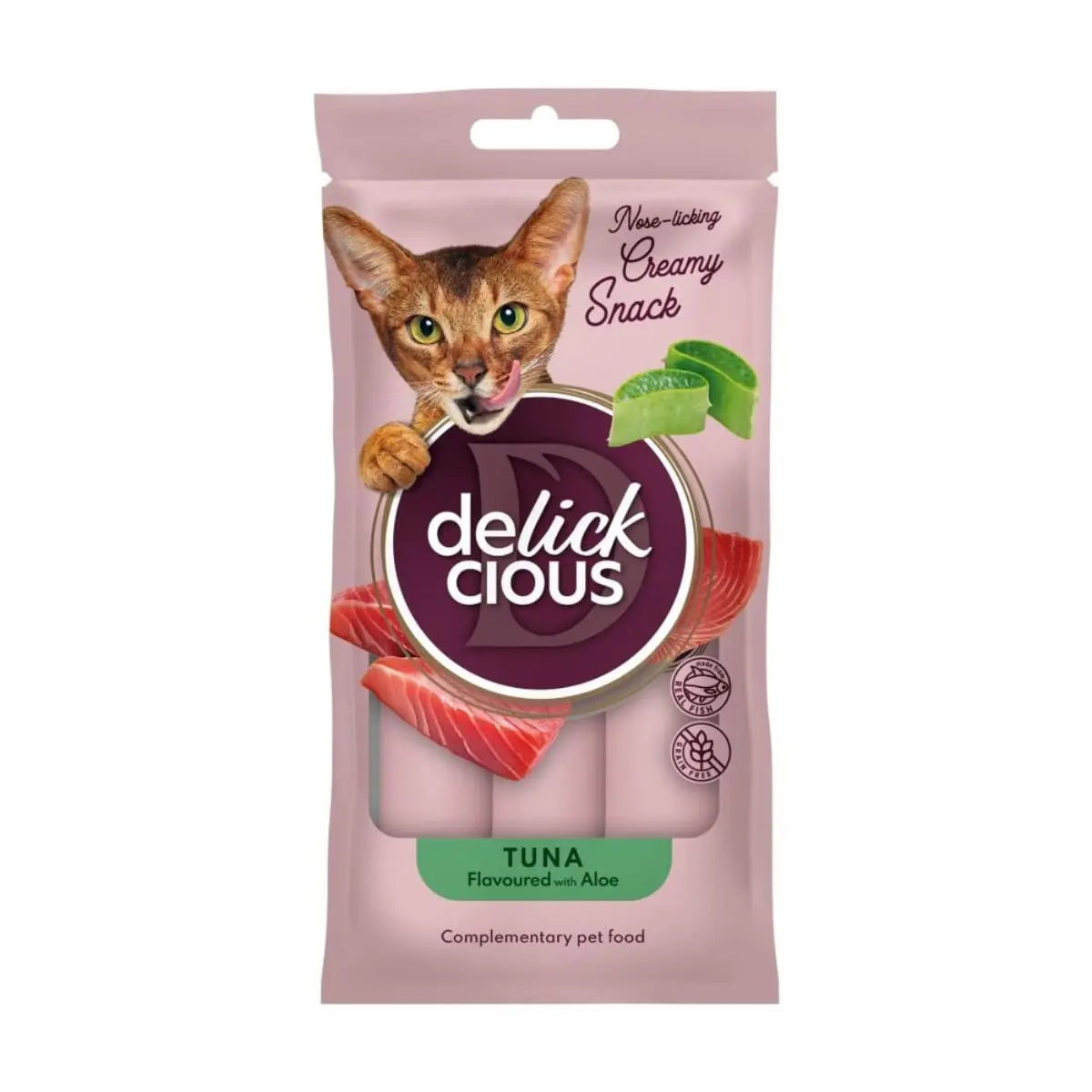 DELICKCIOUS Creamy Snack, Ton si Aloe Vera, plic recompense pisici, 60g - Image 2
