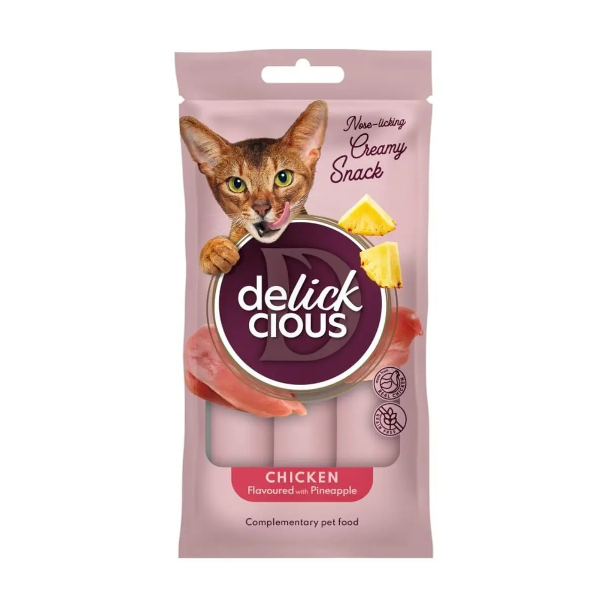 DELICKCIOUS Creamy Snack, Pui si Ananas, plic recompense pisici, 60g - Image 2