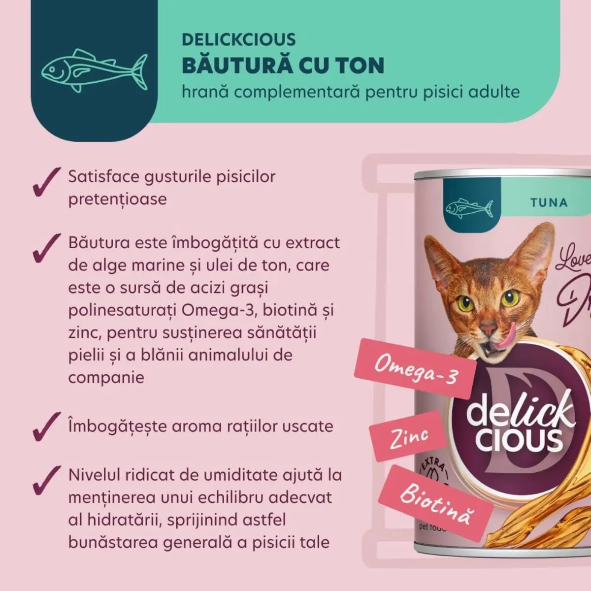 DELICKCIOUS Bautura, Ton, conserva recompense pisici, (topping), 140g - Image 5