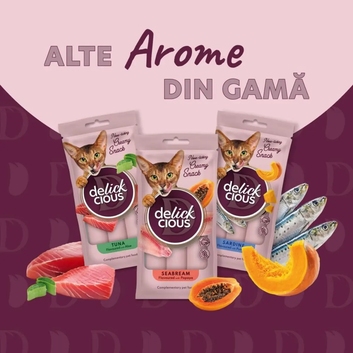 DELICKCIOUS Creamy Snack, Dorada si Papaya, plic recompense pisici, 60g - Image 5
