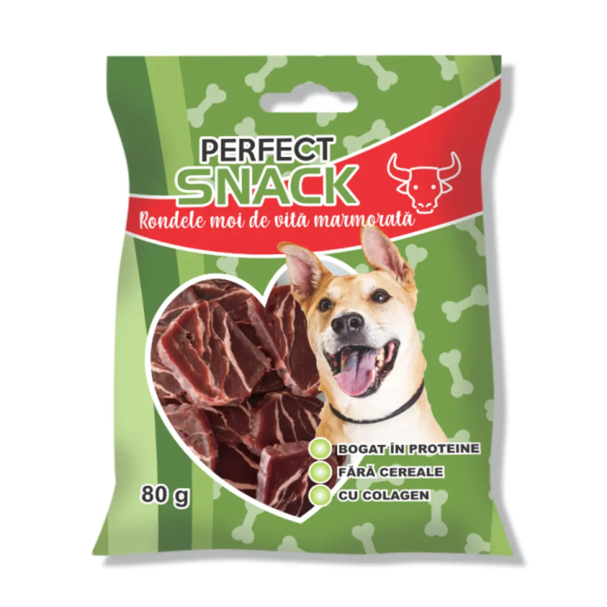 PERFECT SNACK Rondele Marmorate, XS-XL, Vita, punguta recompense fara cereale caini, 80g - Image 2