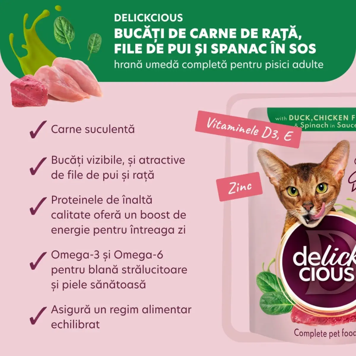 DELICKCIOUS Dinner, Rata si Pui, plic hrana umeda pisici, (in sos), 85g - Image 4