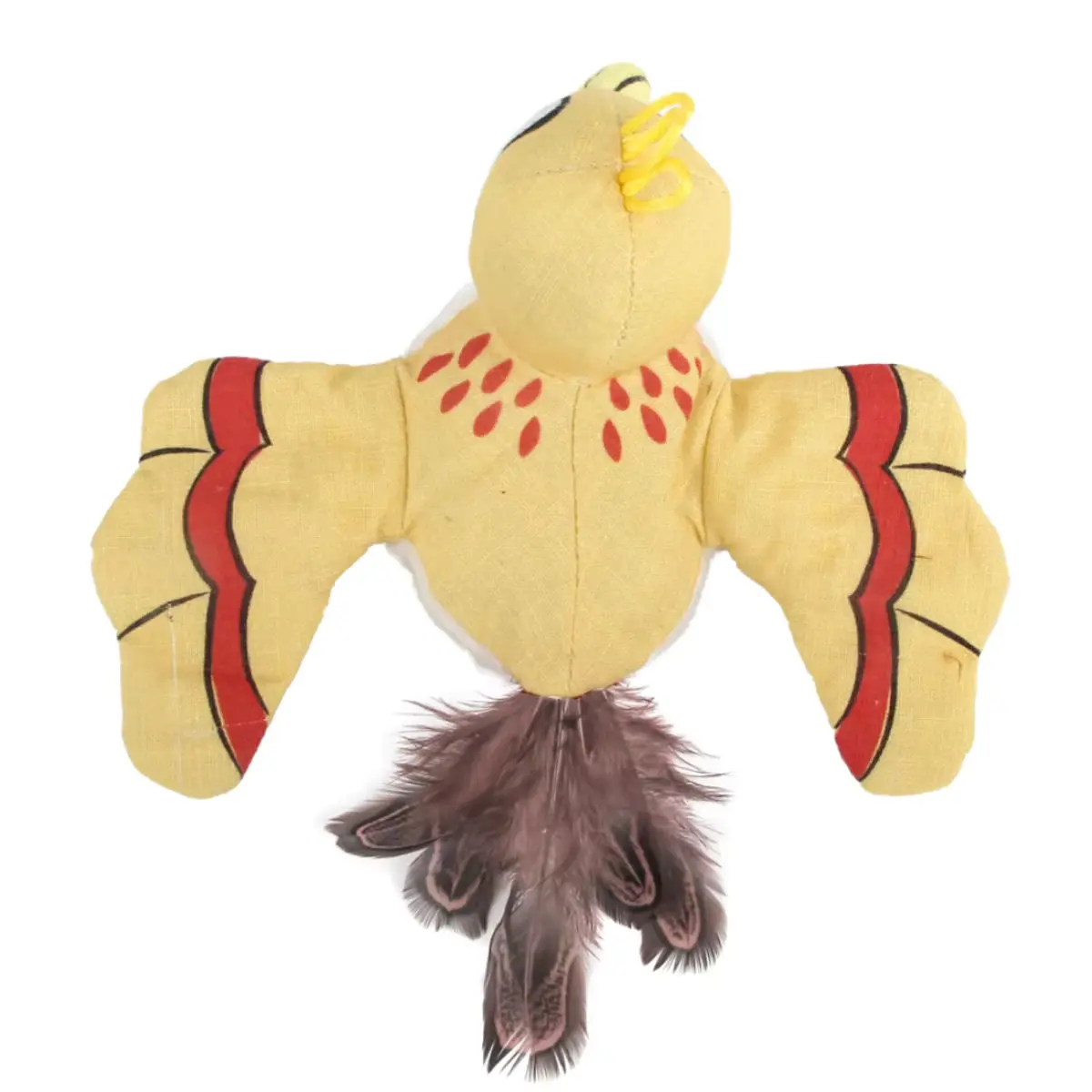 SHAW Pasare cu Aripi Batante & Pene Naturale, jucarie interactiva pisici, inteligente, cu sunet, textil, galben, 17x20x7cm, 1buc - Image 5