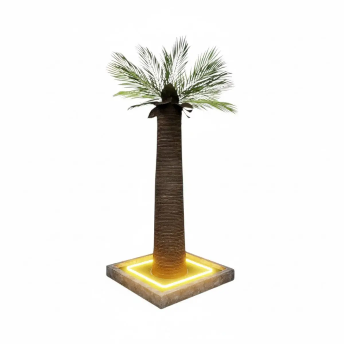 SHAW Palmier cu LED, stalp de zgariat cilindric pisici, MDF si sisal, maro, 45x45x92cm - Image 2
