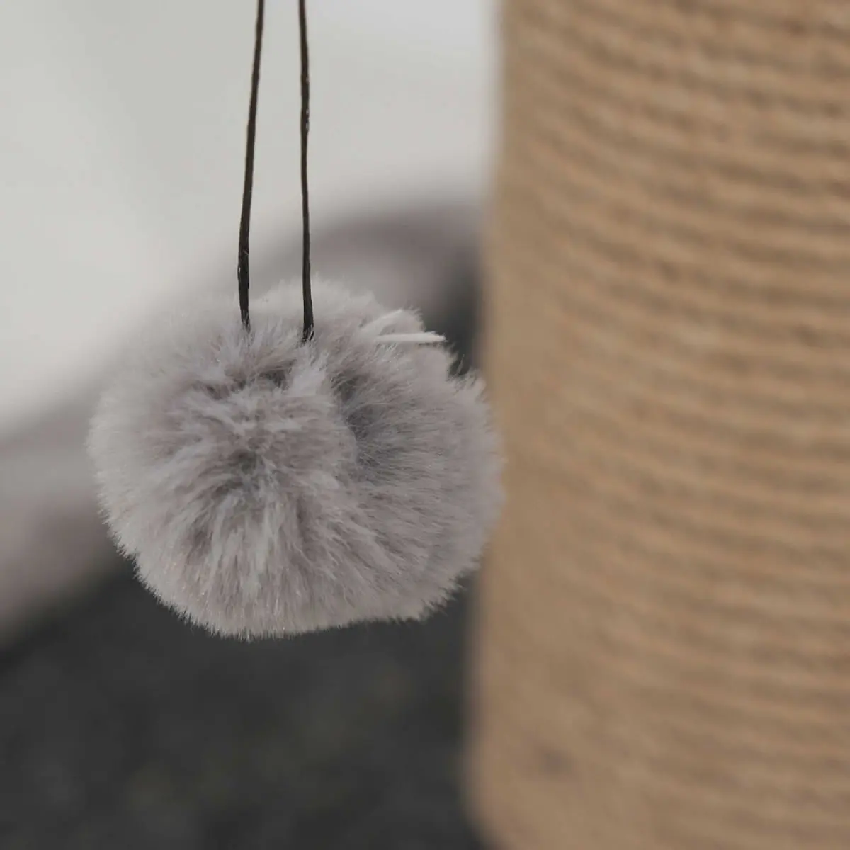 SHAW, stalp de zgariat cilindric pisici, 1 etaj, MDF si sisal, elemente atarnate, gri, 42x42x86cm - Image 9