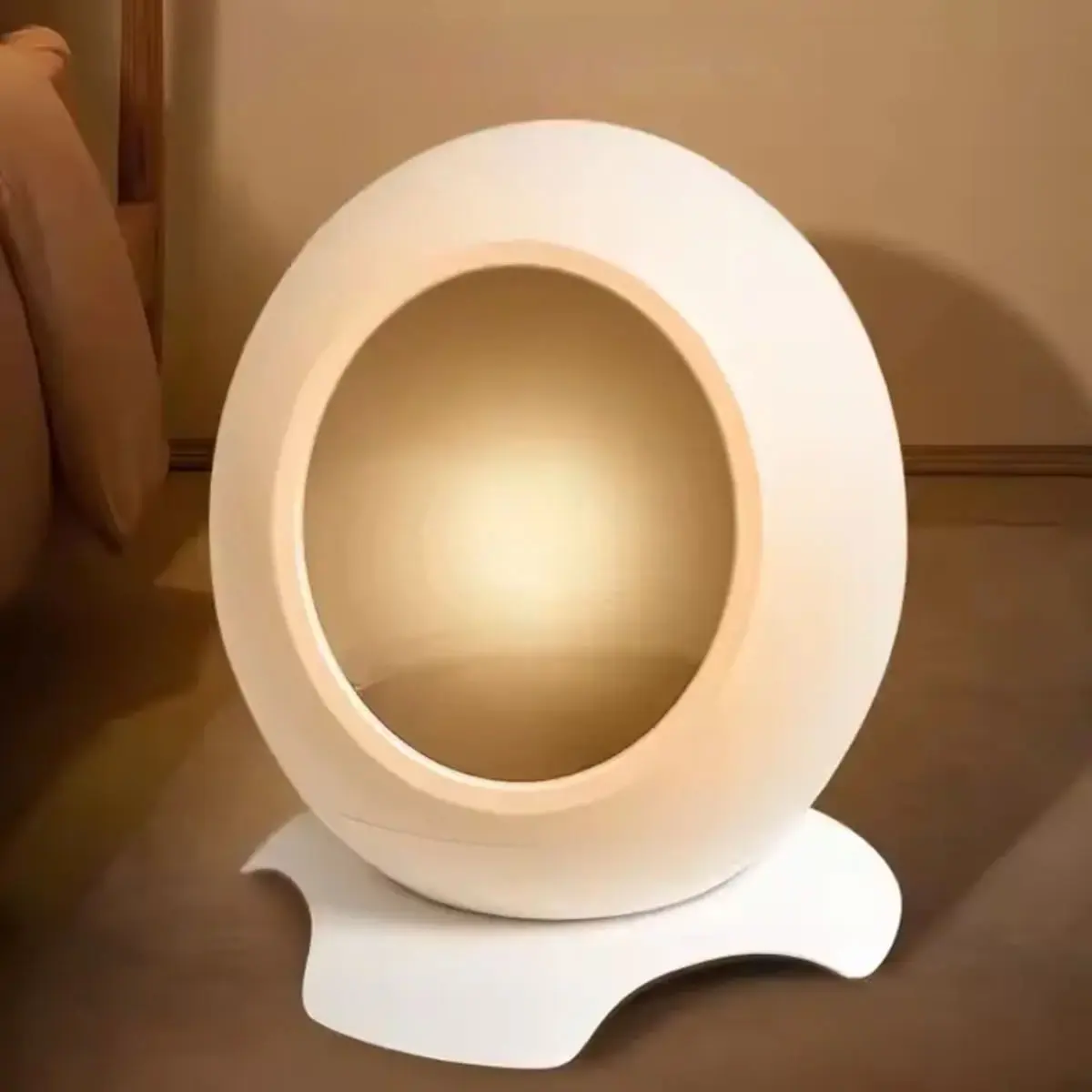 SHAW Patut Smart cu functii de incalzire, aplicatie mobila, reglare temperatura si muzica, casuta rotunda pisici, PVC, alb, 43x45.5x43cm - Image 5