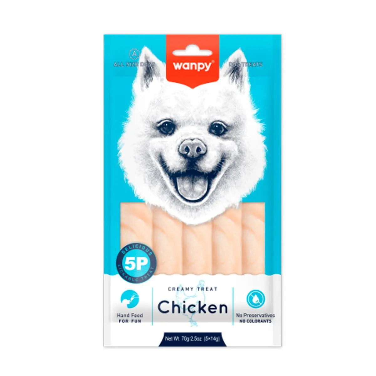 WANPY Creamy Treat, XS-XL, Pui, punguta recompense caini, (piure), 70g