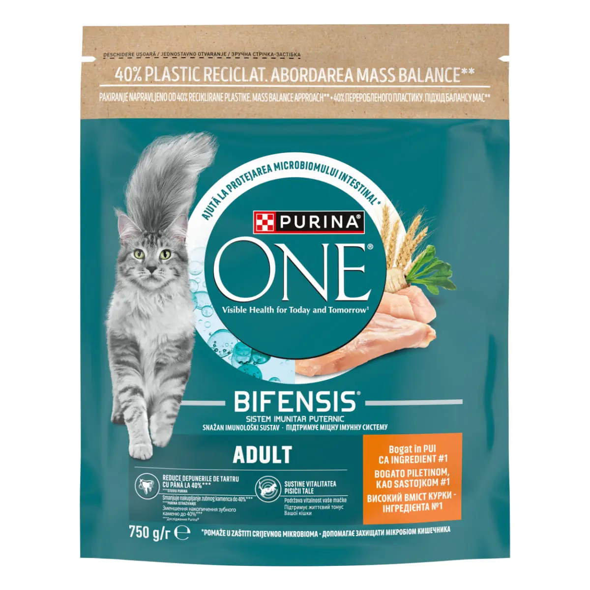 PURINA One Adult, Pui, hrana uscata pisici, 750g