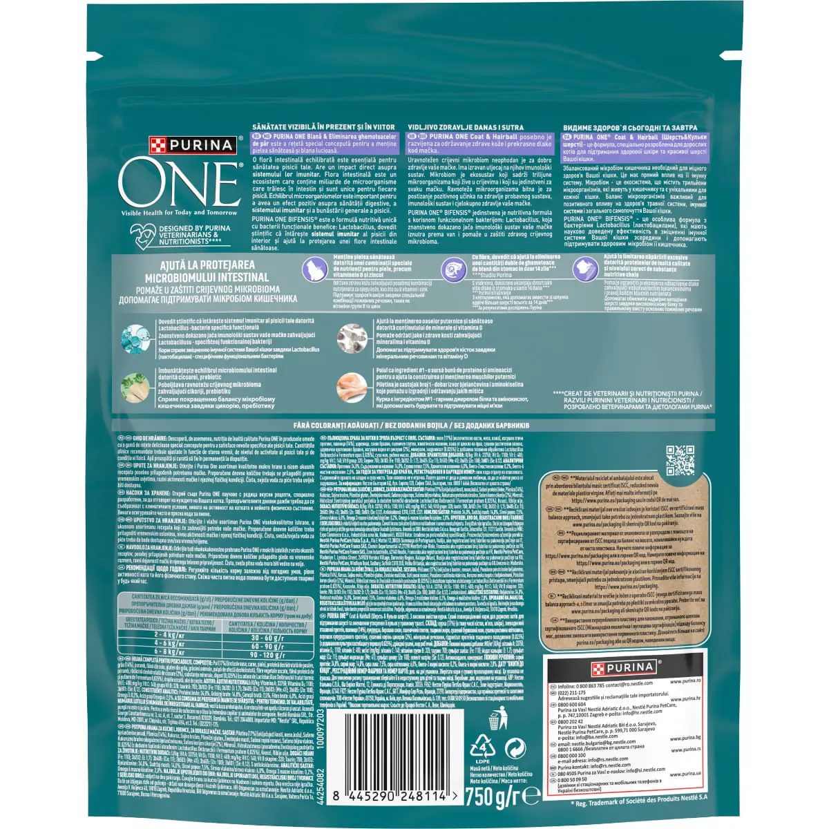 PURINA One Coat & Hairball, Pui, hrana uscata pisici, piele & blana, limitarea ghemurilor de blana, 750g - Image 3