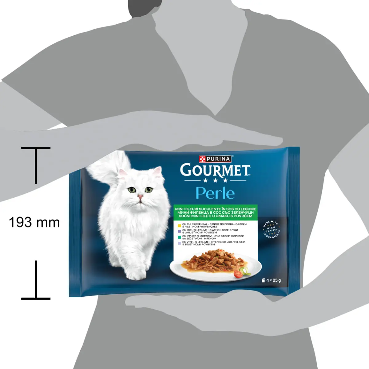 GOURMET Perle Vitel, Pui, Iepure cu Legume, Miel cu Legume, plic hrana umeda pisici, (in sos), multipack, 85g x 4buc - Image 4