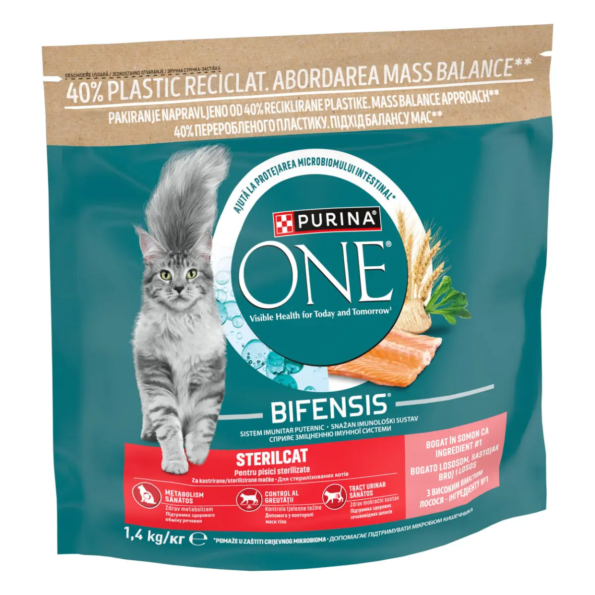 PURINA One Sterilcat, Somon si Grau, hrana uscata pisici sterilizate, 1,4kg