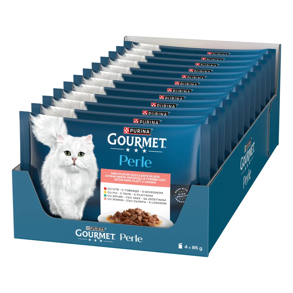 GOURMET Perle Curcan, Rata, Miel, Ton, plic hrana umeda pisici, (in sos), multipack, 85g x 4buc - Image 4