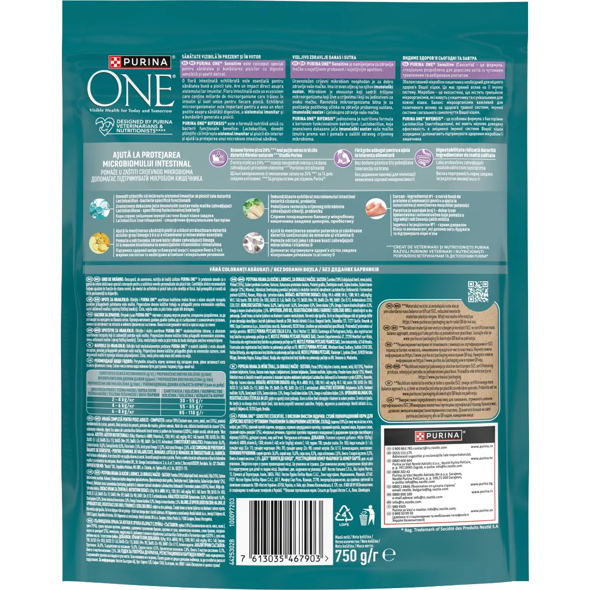 PURINA One Sensitive, Curcan si Orez, hrana uscata pisici, sistem digestiv, 750g - Image 3