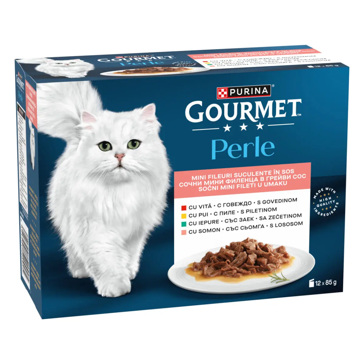 GOURMET Perle Vita, Pui, Iepure, Somon, plic hrana umeda pisici, (in sos), bax, 85g x 12buc - Image 3
