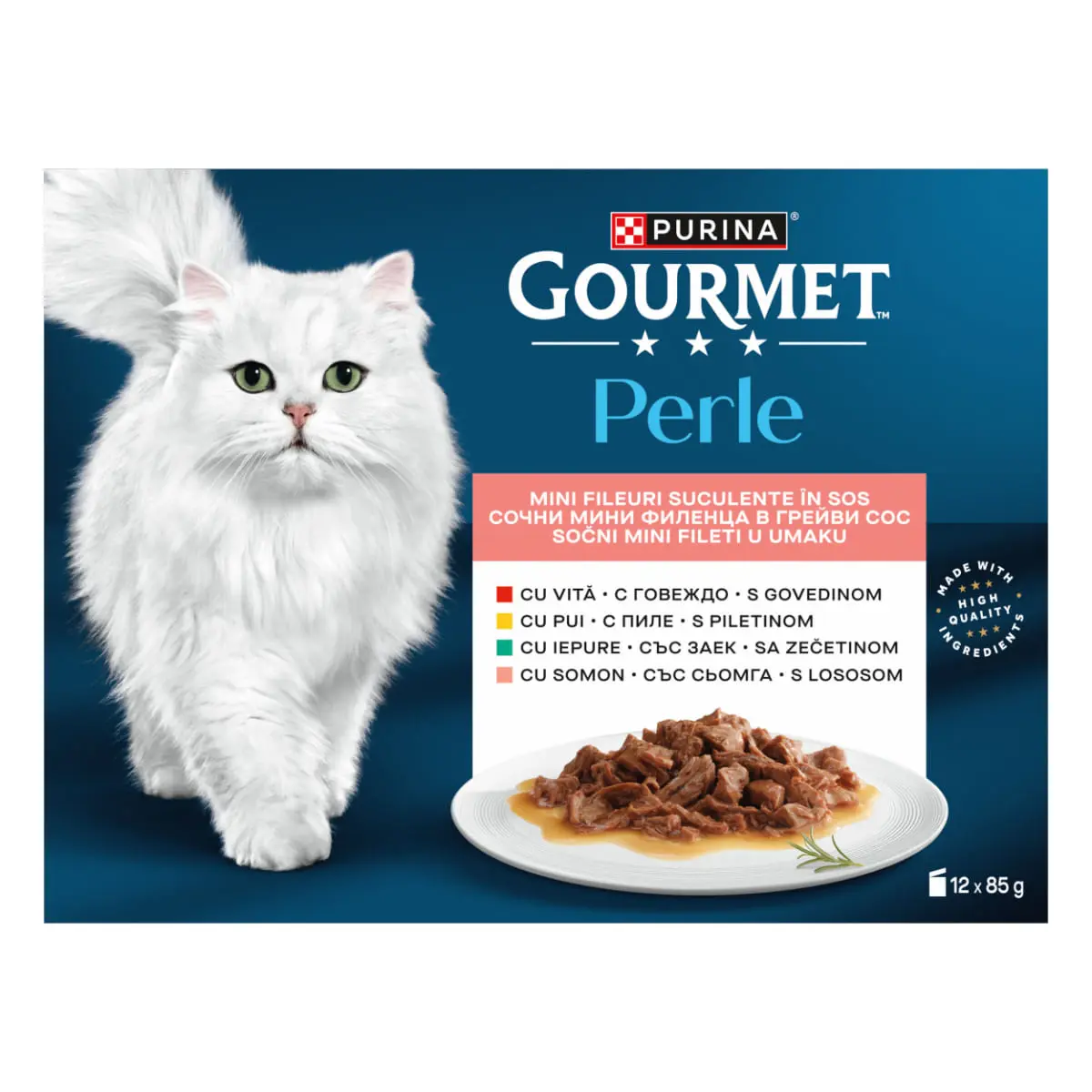 GOURMET Perle Vita, Pui, Iepure, Somon, plic hrana umeda pisici, (in sos), bax, 85g x 12buc - Image 4