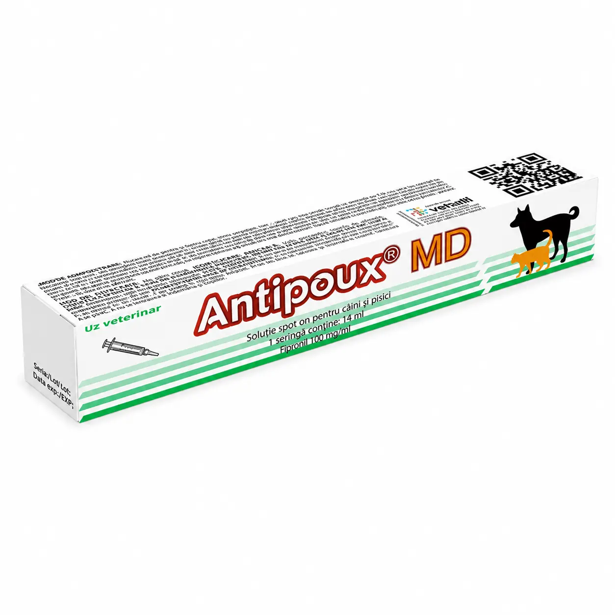 ANTIPOUX MD, deparazitare externa caini si pisici, XS-XL, 14ml x 1buc