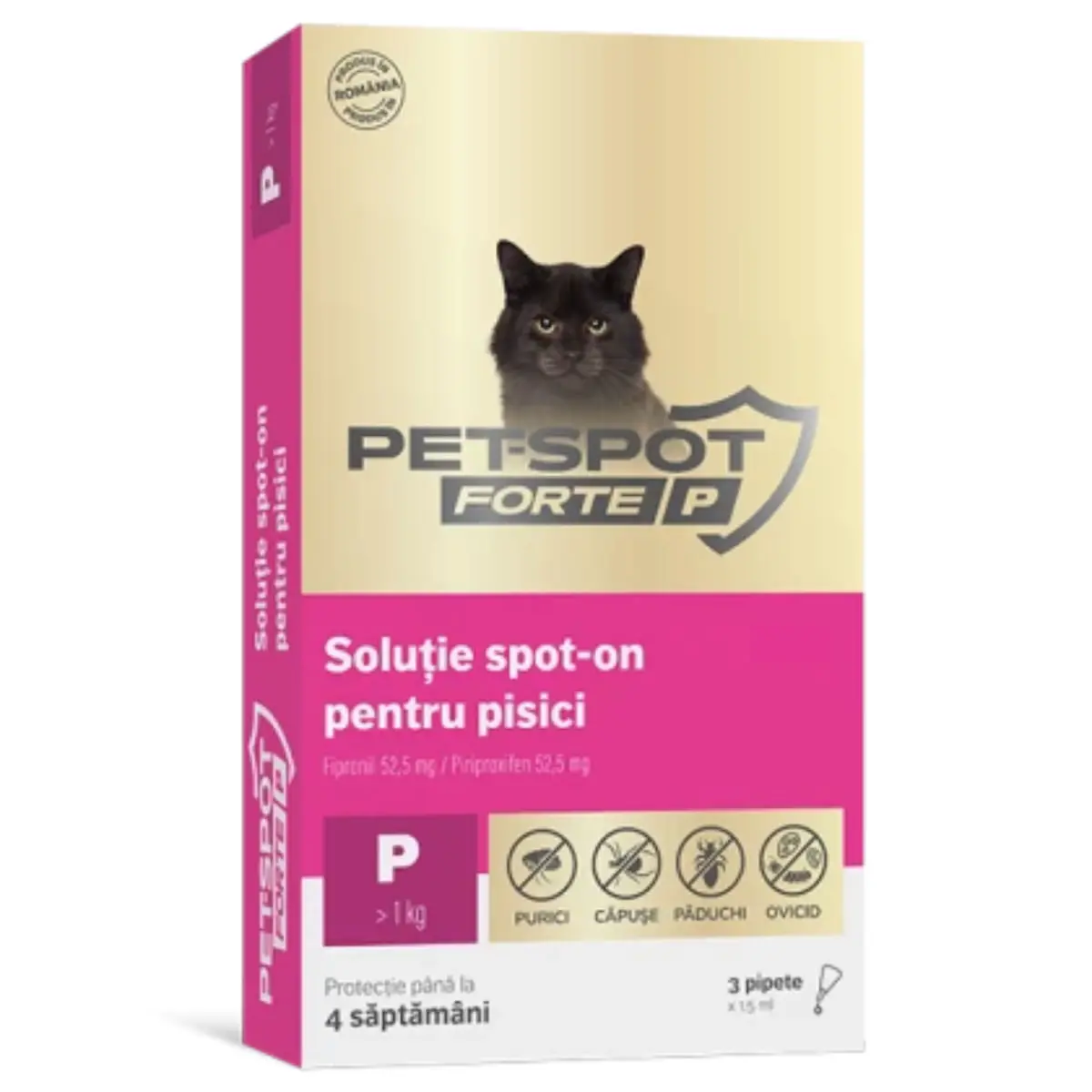 PASTEUR Pet Spot Forte P, deparazitare externa pisici, pipeta, 1.5ml x 3buc