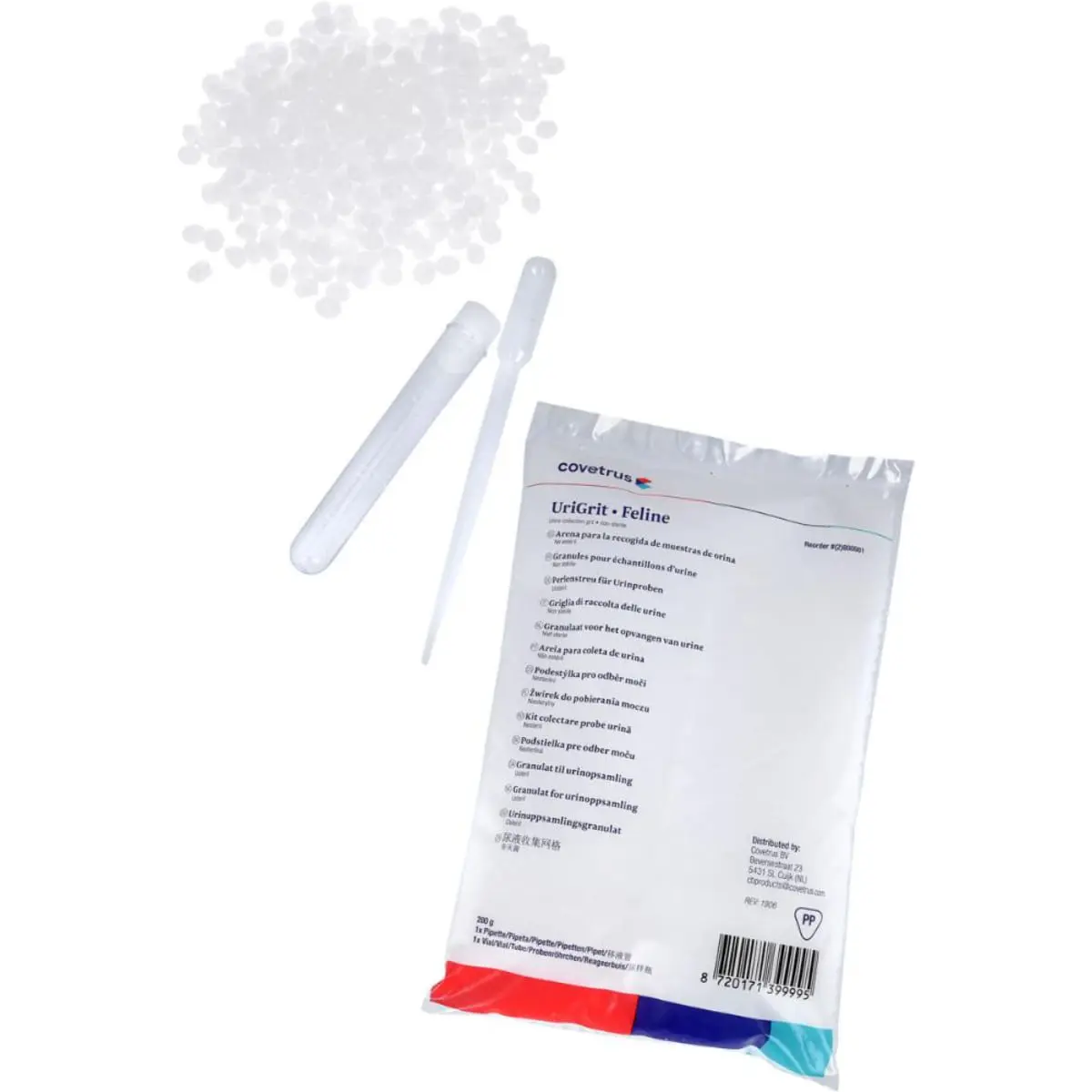 COVERTUS UriGrid Kit PP recipient si flacon, nisip recoltare probe urina pisici, punguta, 200g - Image 2