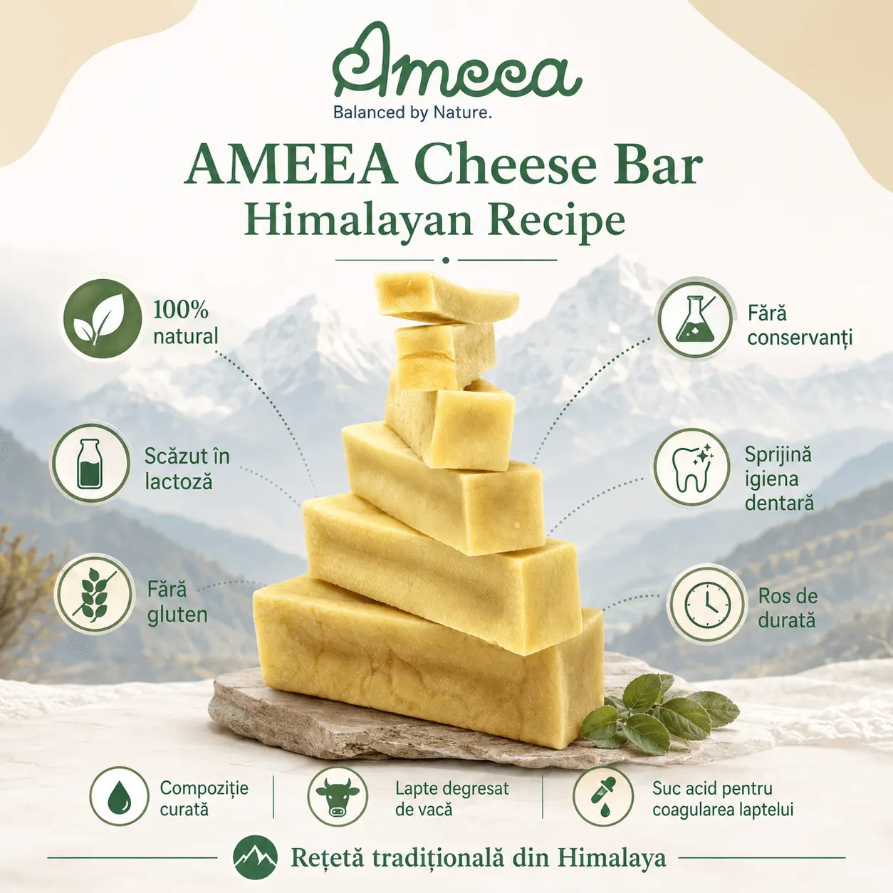 AMEEA Cheese Bar Himalayan Receipe Small, XS-S, Branza, recompense fara cereale caini, 40g - Image 7