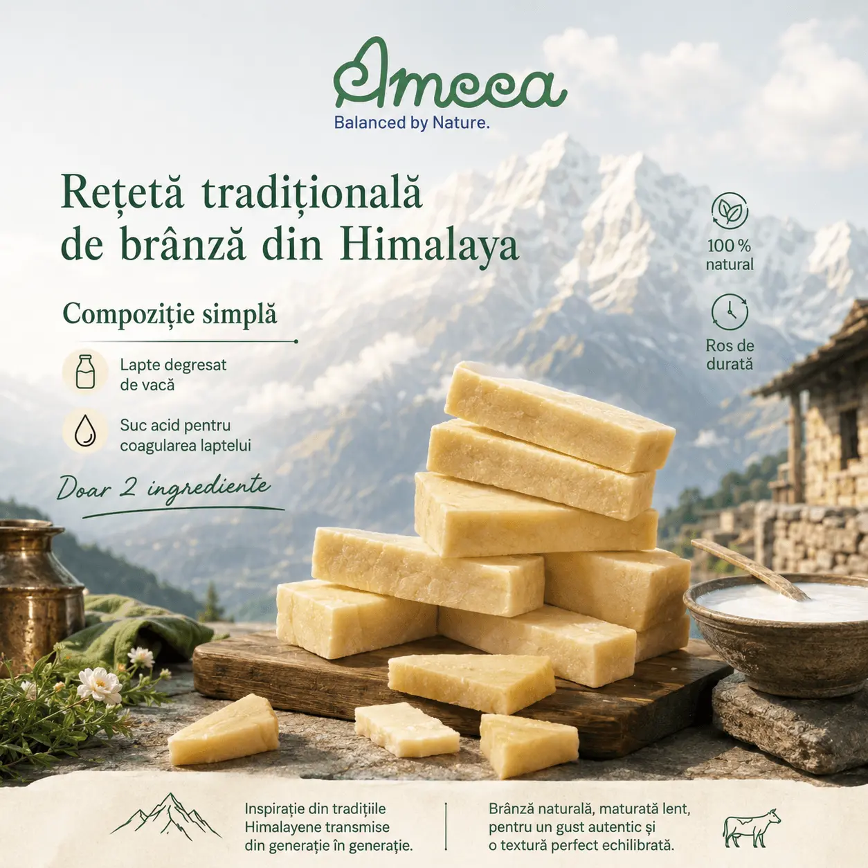 AMEEA Cheese Bar Himalayan Receipe Medium, M, Branza, recompense fara cereale caini, 70g - Image 5