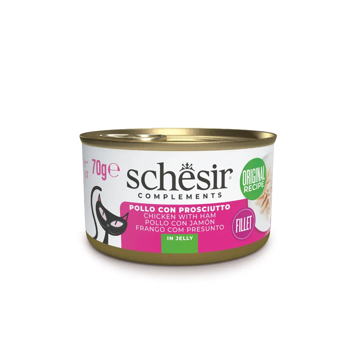 SCHESIR Complementary In Jelly, Pui si Sunca, conserva hrana umeda pisici, (in aspic), 70g - Image 2