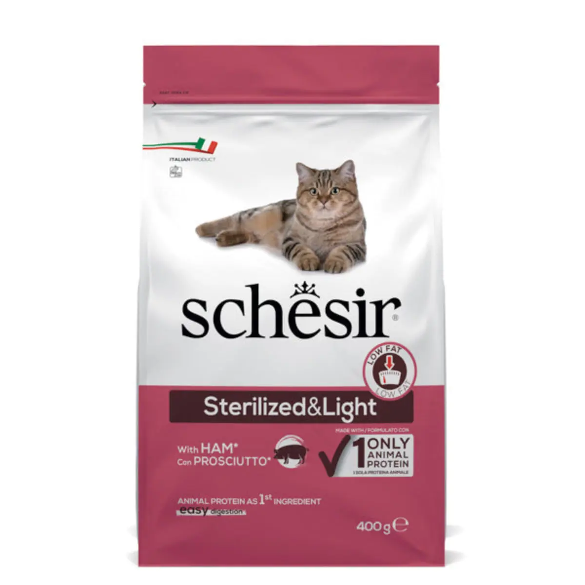 SCHESIR Sterilised & Light, Sunca, hrana uscata monoproteica pisici sterilizate, 400g
