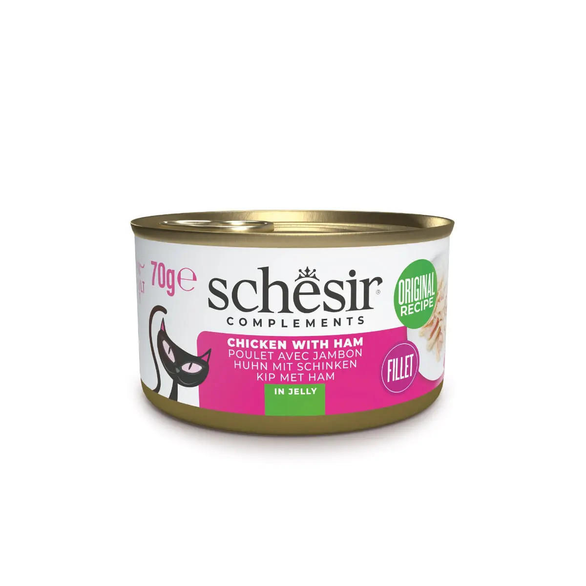 SCHESIR Complementary In Jelly, Pui si Sunca, conserva hrana umeda pisici, (in aspic), 70g - Image 3