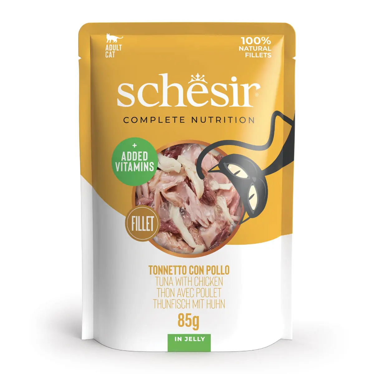 SCHESIR Complementary In Jelly, Ton si Pui, plic hrana umeda pisici, (in aspic), 85g - Image 2