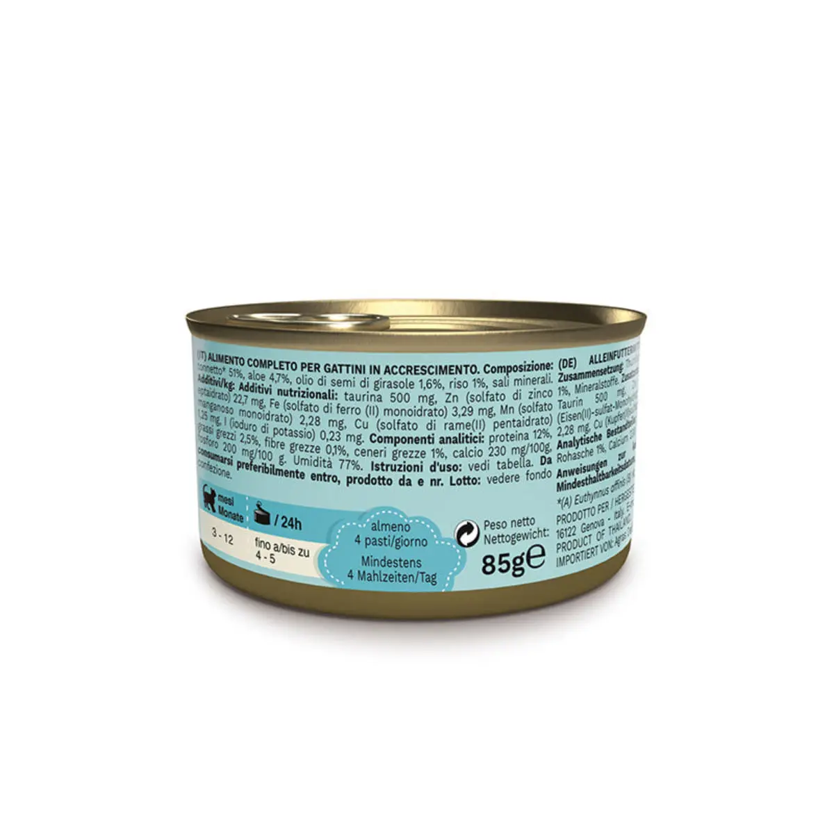 SCHESIR Baby Kitten, Ton si Aloe Vera, conserva hrana umeda pisici junior, (in aspic), 85g - Image 3