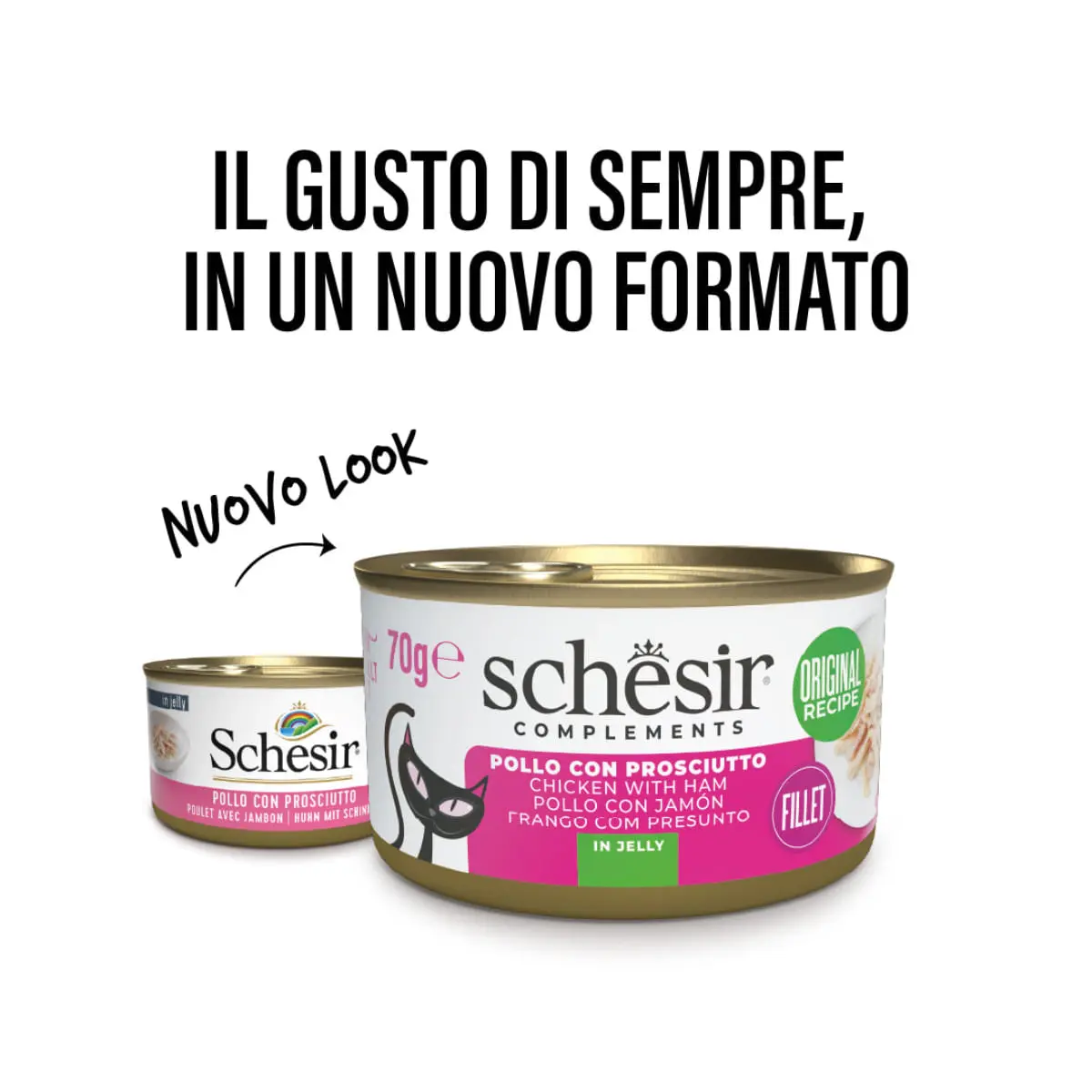 SCHESIR Complementary In Jelly, Pui si Sunca, conserva hrana umeda pisici, (in aspic), 70g - Image 4