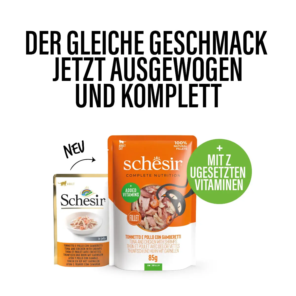 SCHESIR Complete Nutrition, Ton si Pui, plic hrana umeda pisici, (in aspic), 85g - Image 5