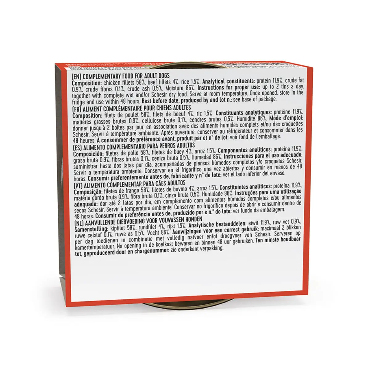 SCHESIR Complementary In Jelly, XS-XL, Pui si Vita, conserva hrana umeda caini, (in aspic), 150g - Image 6