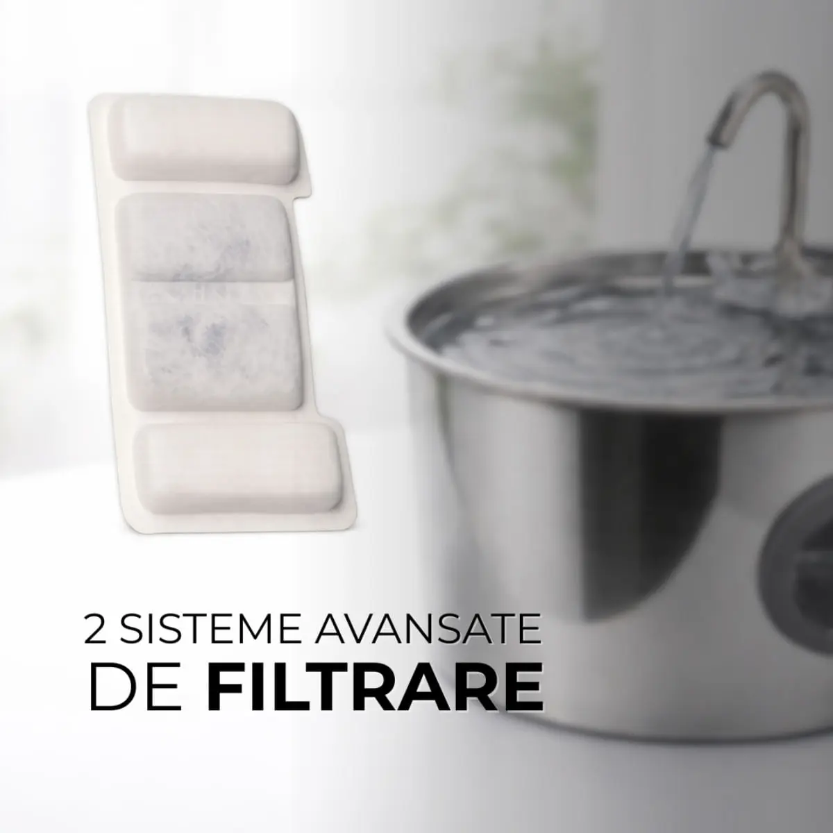 PETSON Filtre de schimb Petson AquaPet Steel sistem de filtrare in 4 straturi, filtre fantana caini si pisici, 1buc