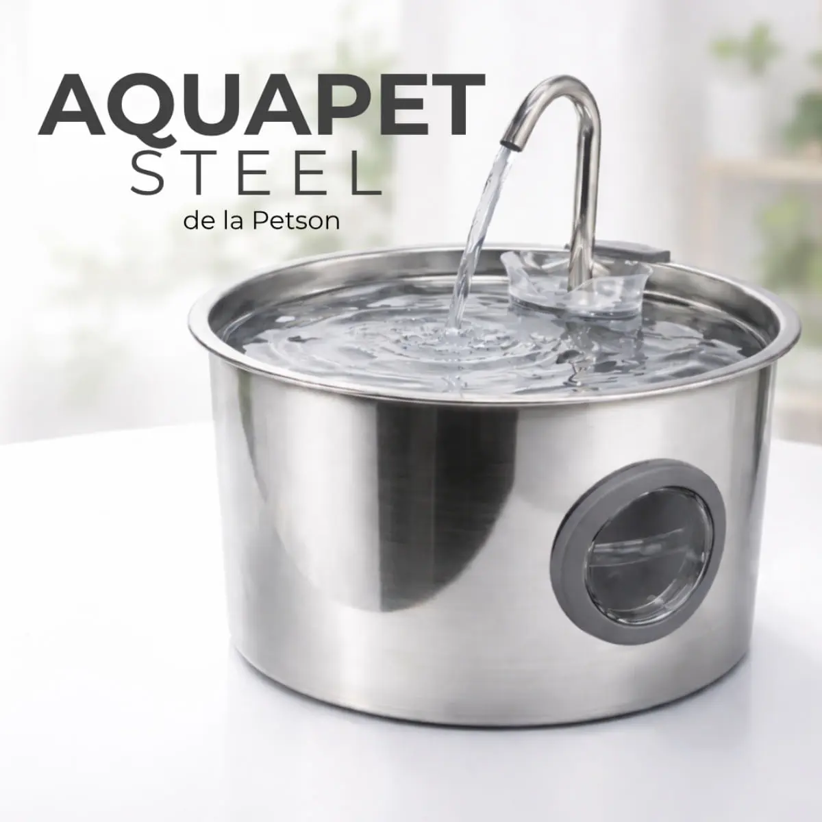 PETSON AquaPet Steel, fantana caini, 1 bol rotund, sistem filtrare, inox PETSON AquaPet Steel, fantana caini si pisici, 1 bol rotund, sistem filtrare, inox, argintiu, 3.2l - Image 3