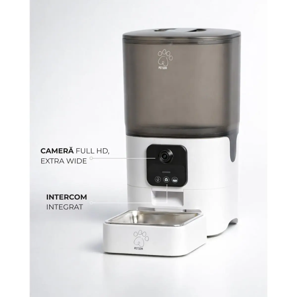 PETSON PetFeeder, hranitor automat caini, 1 bol patrat, aplicatie mobila, senzor, programabil, ABS PETSON PetFeeder, hranitor automat caini si pisici, 1 bol patrat, aplicatie mobila, senzor, programabil, ABS, alb, 6l - Image 4