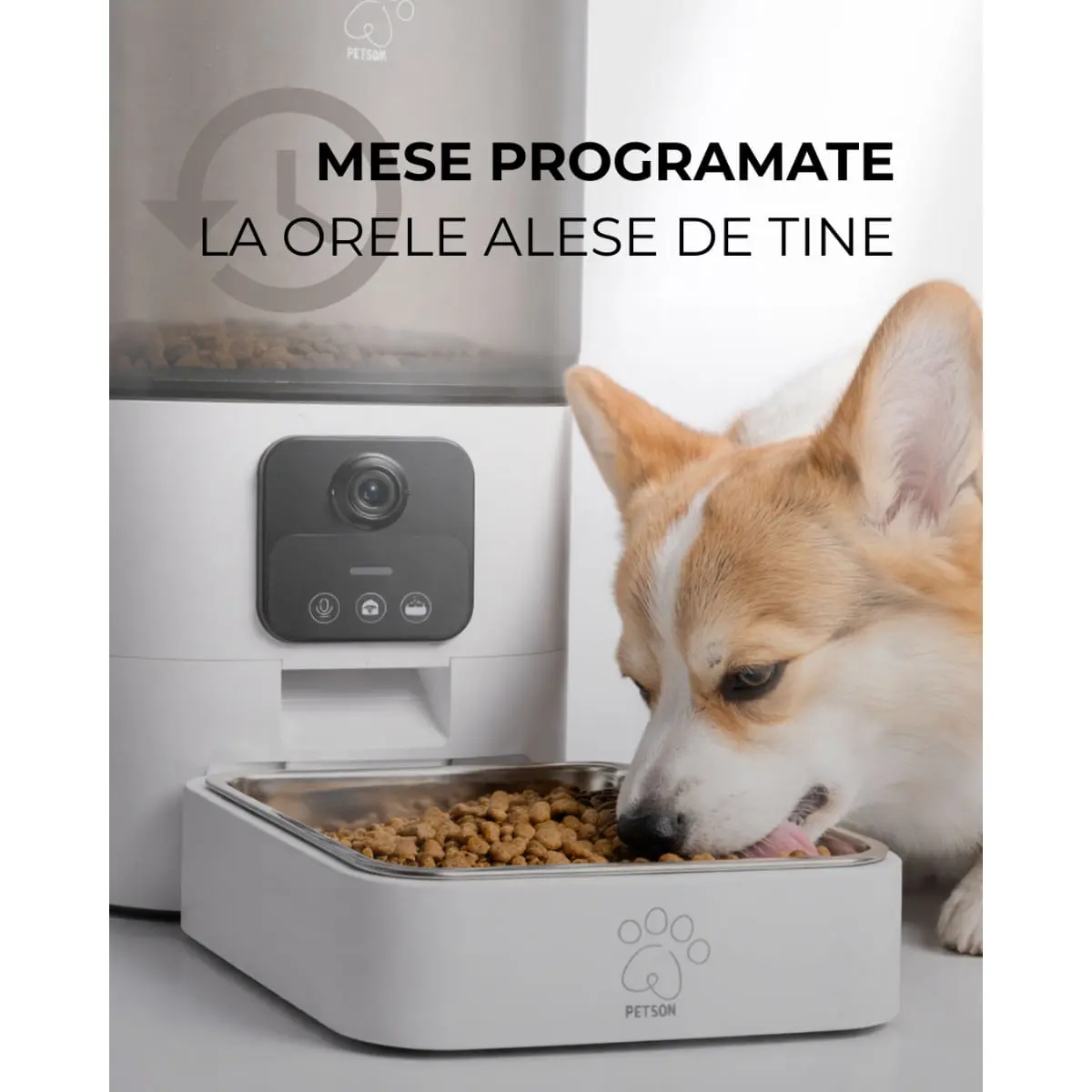 PETSON PetFeeder, hranitor automat caini, 1 bol patrat, aplicatie mobila, senzor, programabil, ABS PETSON PetFeeder, hranitor automat caini si pisici, 1 bol patrat, aplicatie mobila, senzor, programabil, ABS, alb, 6l - Image 6