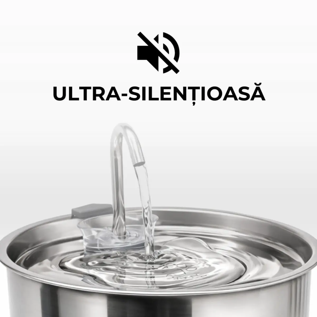PETSON AquaPet Steel, fantana caini, 1 bol rotund, sistem filtrare, inox PETSON AquaPet Steel, fantana caini si pisici, 1 bol rotund, sistem filtrare, inox, argintiu, 3.2l - Image 6