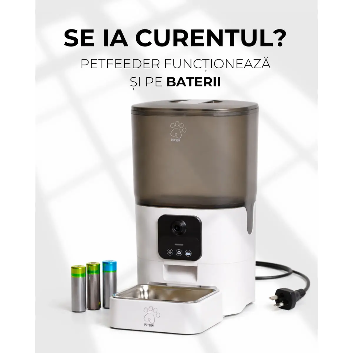 PETSON PetFeeder, hranitor automat caini, 1 bol patrat, aplicatie mobila, senzor, programabil, ABS PETSON PetFeeder, hranitor automat caini si pisici, 1 bol patrat, aplicatie mobila, senzor, programabil, ABS, alb, 6l - Image 7