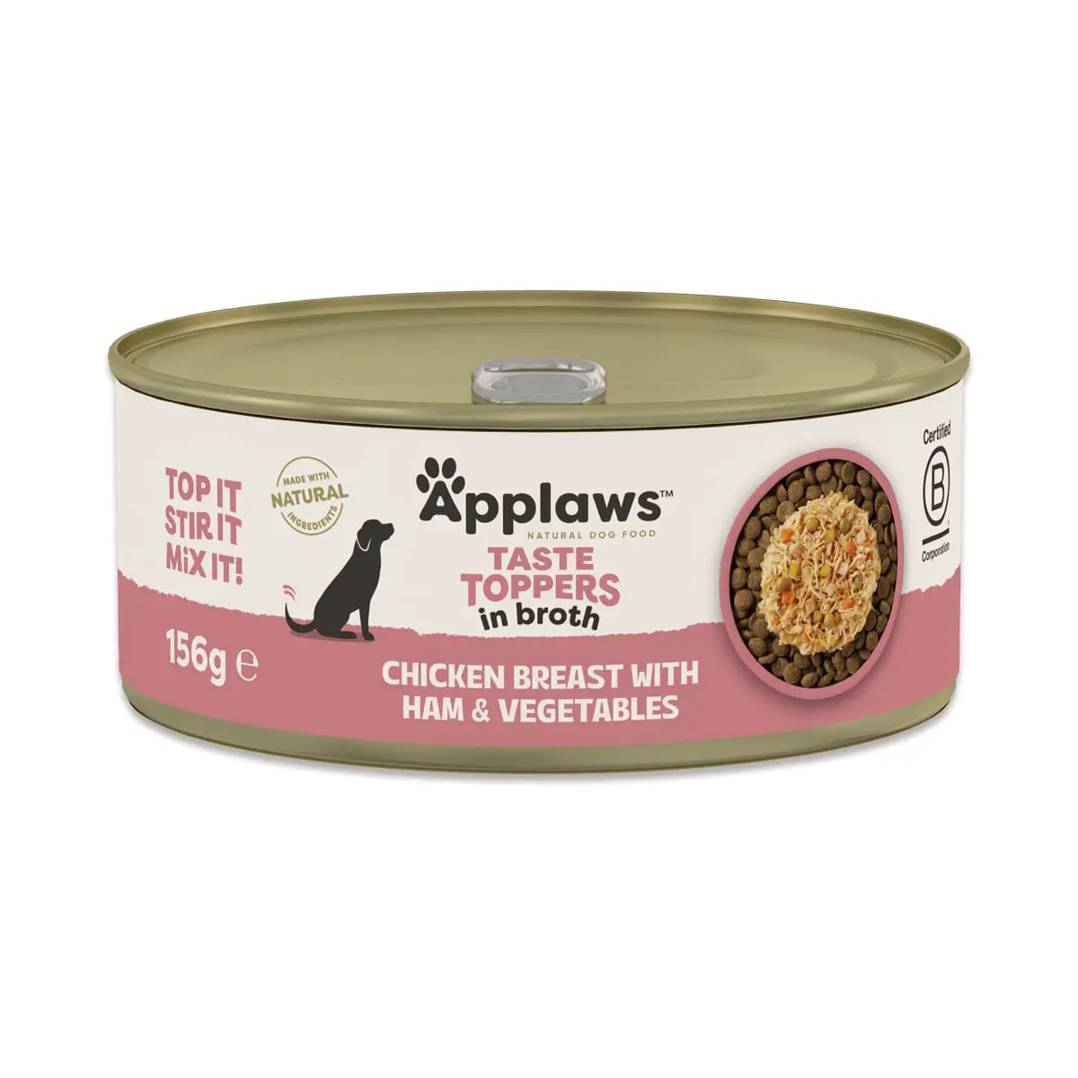 APPLAWS Taste Toppers, XS-XL, Pui si Sunca, conserva hrana umeda caini, (in supa), 156g - Image 2