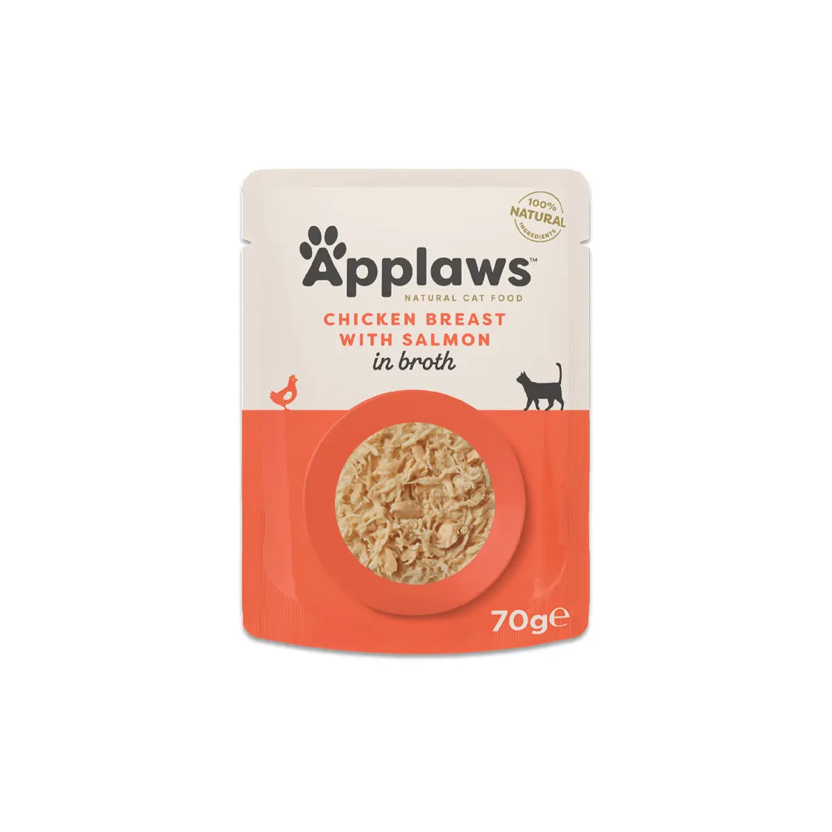 APPLAWS Piept, Pui si Somon, plic hrana umeda pisici, (in supa), 70g