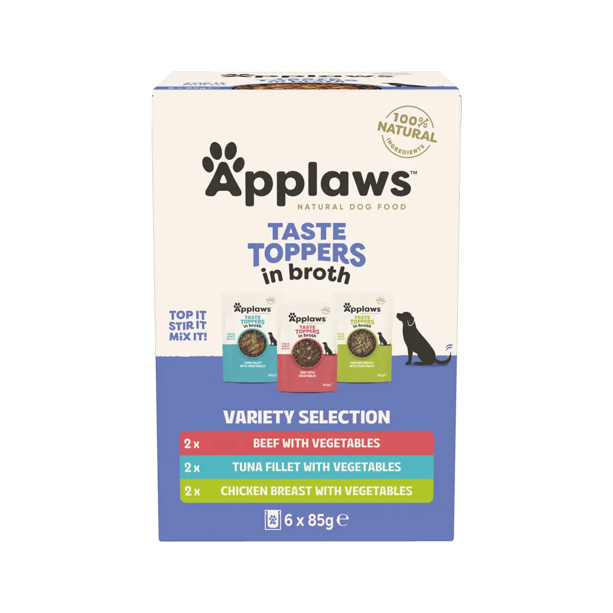 APPLAWS Taste Toppers Variety Selection, XS-XL, Carne si Ton, plic hrana umeda fara cereale caini, (in supa), multipack, 85g x 6buc - Image 2