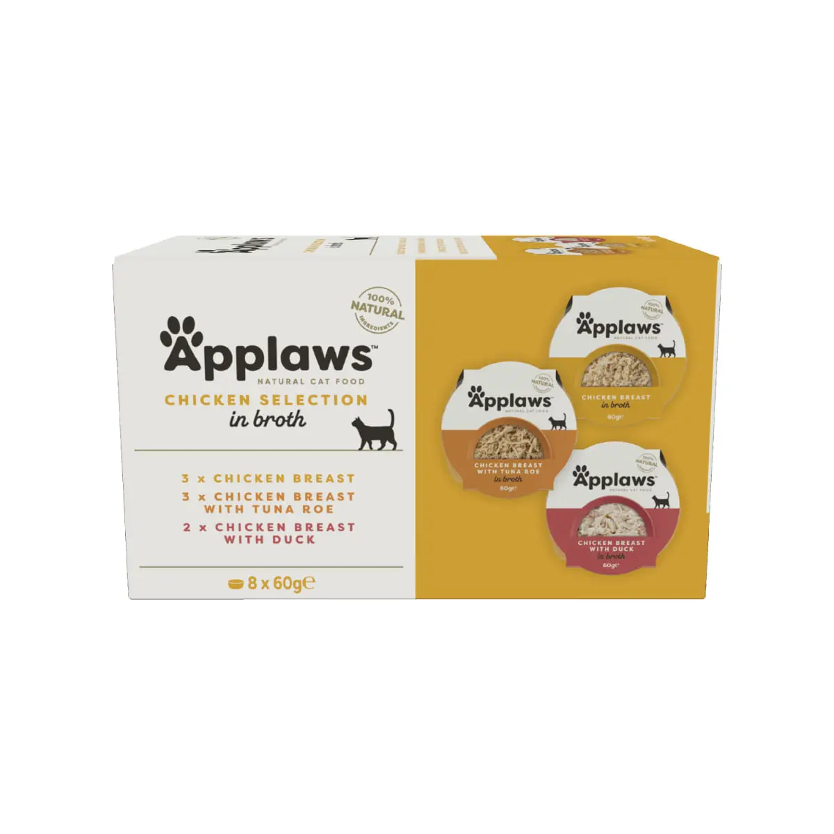 APPLAWS Chicken Selection, Pui, bol hrana umeda pisici, (in supa), multipack, 60g x 8buc - Image 2